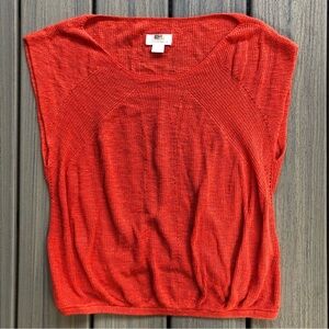 Maeve by Anthropologie Vibrant Orange Lace Knit Linen Blend Top Size S